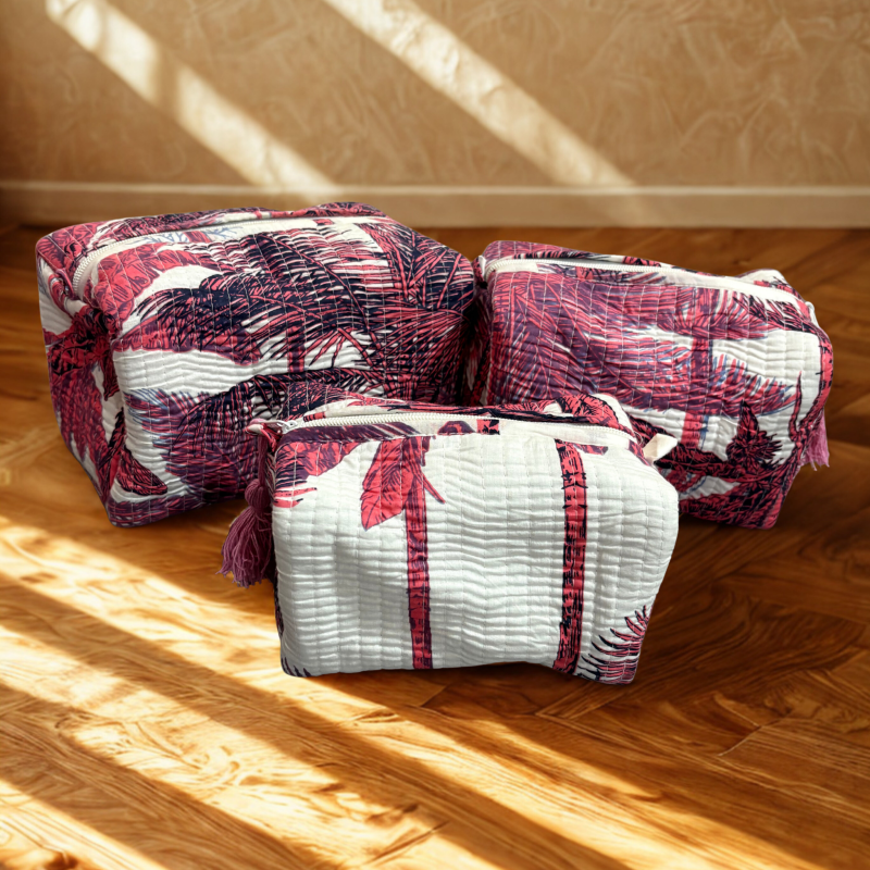 Elegant 3-in-1 Handblock Printed Pouches