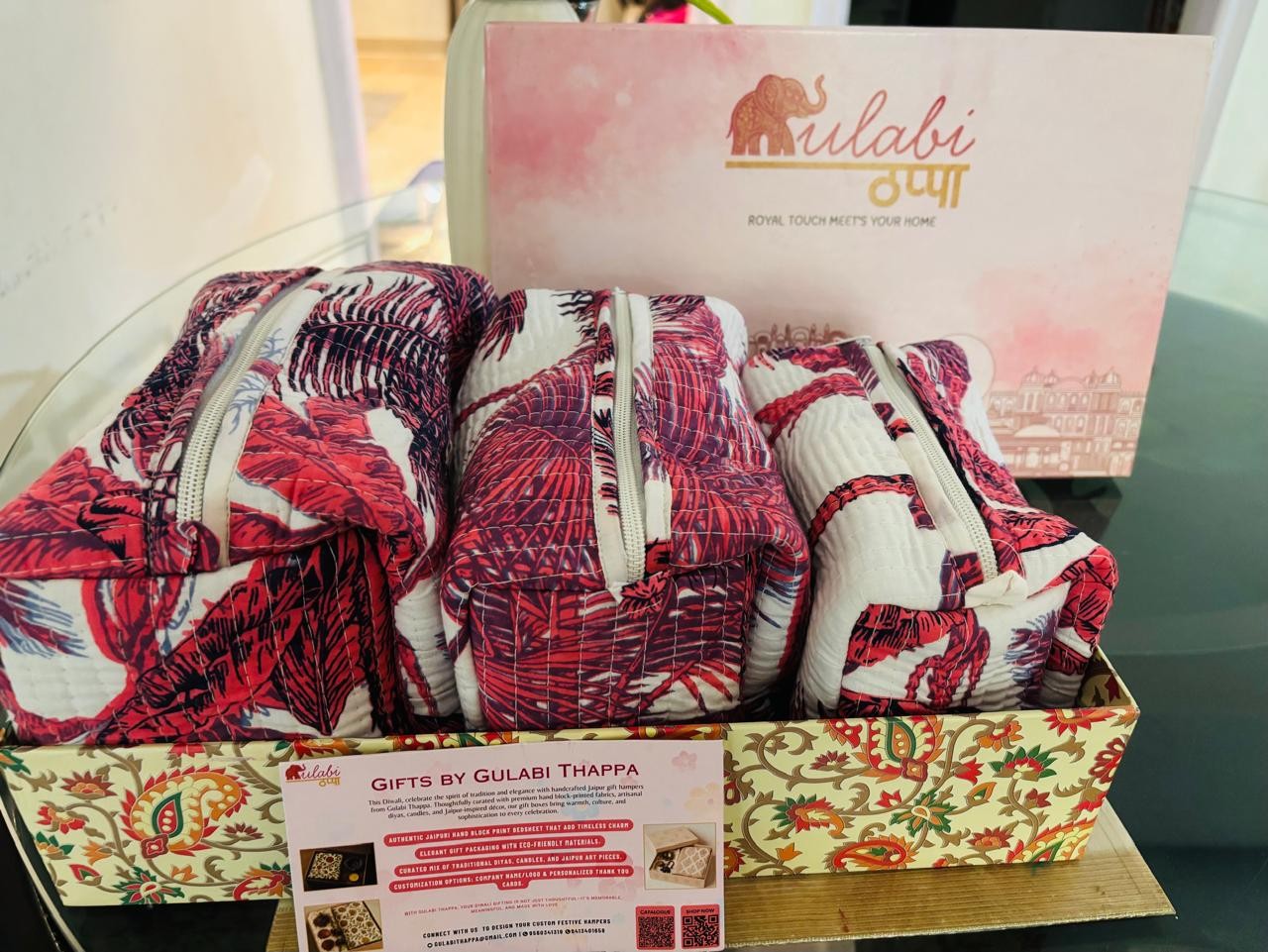 Luxury Travel & Storage Pouch Gift Set – Handcrafted with Heritage Prints