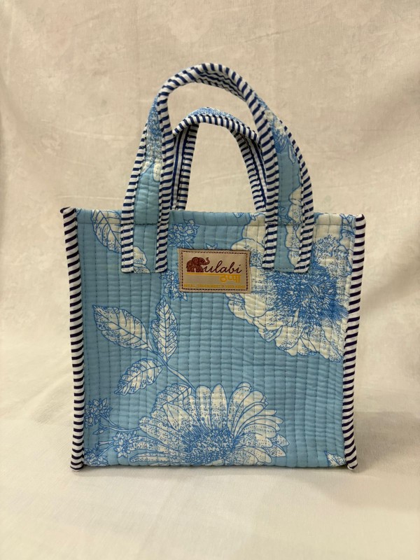 Gulabi Thappa Handcrafted Cotton Lunch Tote – Jaipuri Hand Block Print, Open Style