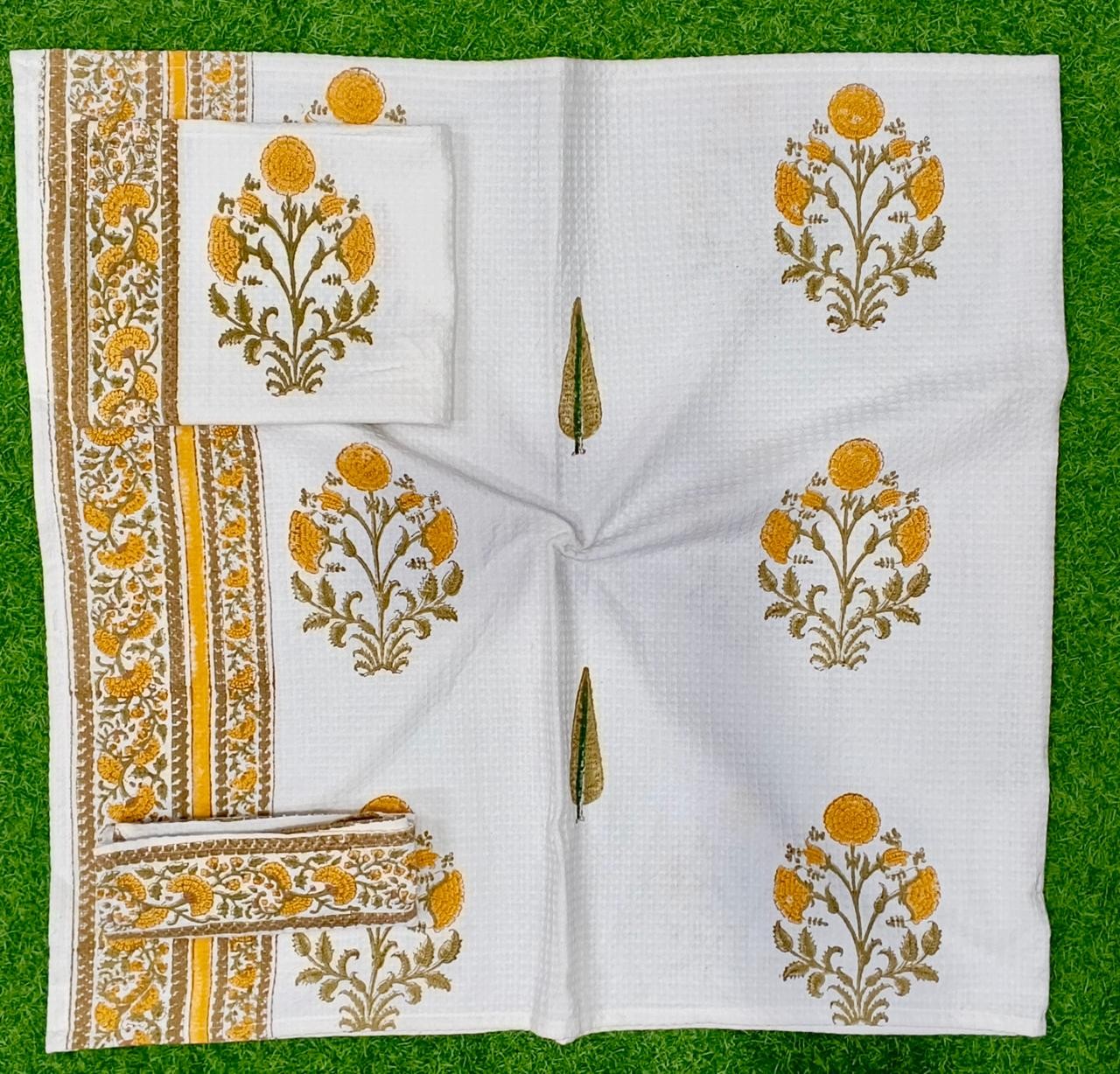Kanak Handblock Printed Towel Collection – 1 Bath + 2 Hand Towels