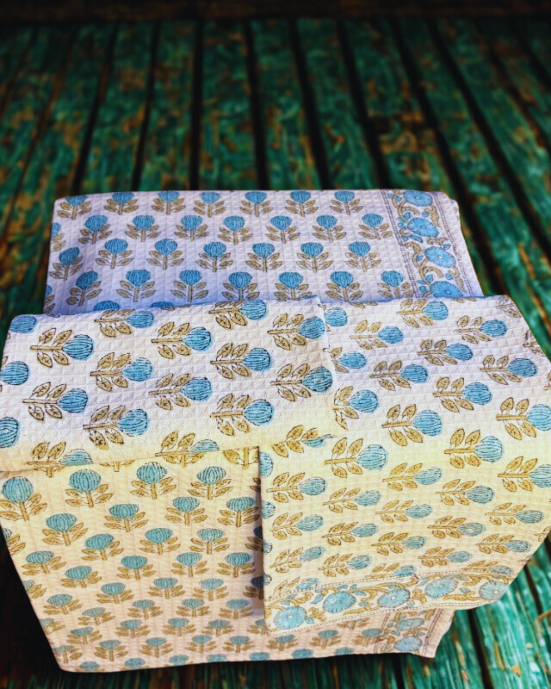 Vastra Handblock Printed Towel Pack – 1 Bath + 2 Hand Towels