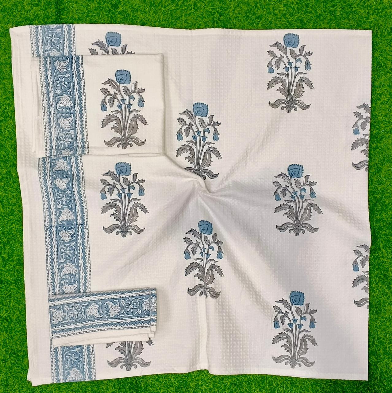 Vastra Handblock Printed Towel Pack – 1 Bath + 2 Hand Towels