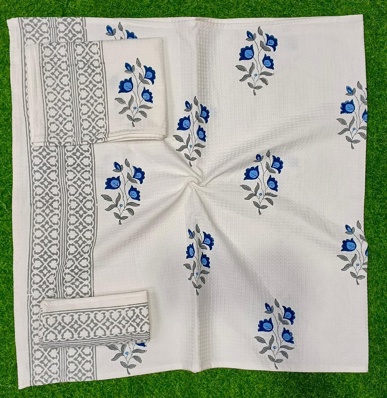 Pratibha Handblock Printed Luxury Towel Set – 1 Bath + 2 Hand Towels