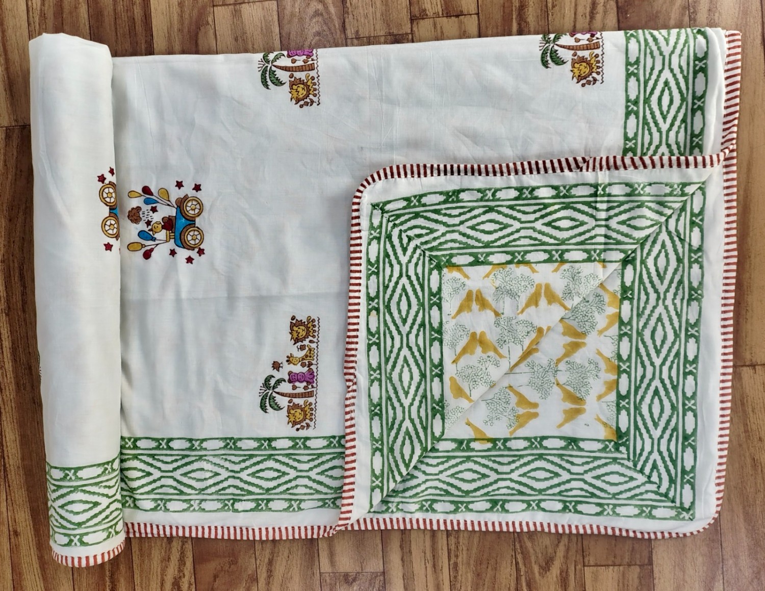 “Noor” Original Handblock Baby Dohar 40x60 Inch – Pure Mul Mul Cotton | 1 Piece | Reversible Print